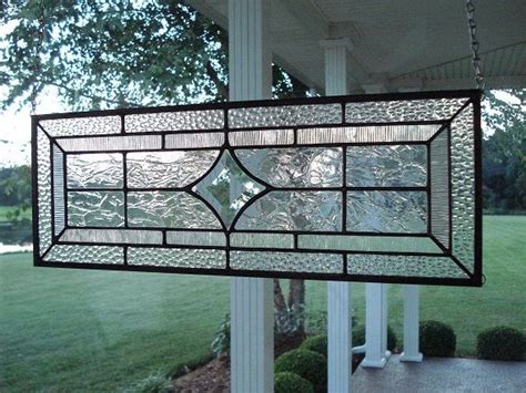 Stained Glass Window Transom Panel Beveled Star and Textured Clear | Stained glass panels ...