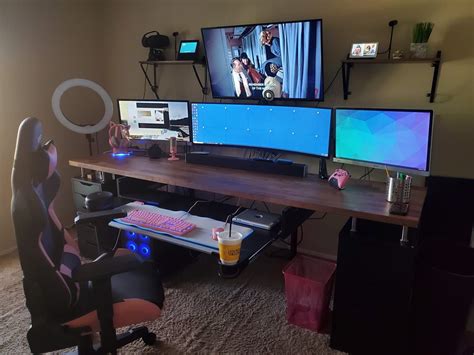 49 Inch Monitor Setup #PC #Computers #Gaming | Custom pc desk, Computer ...