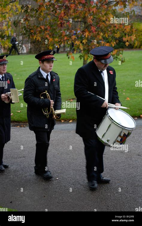 Members of Salvation Army band marching with instruments Stock Photo - Alamy