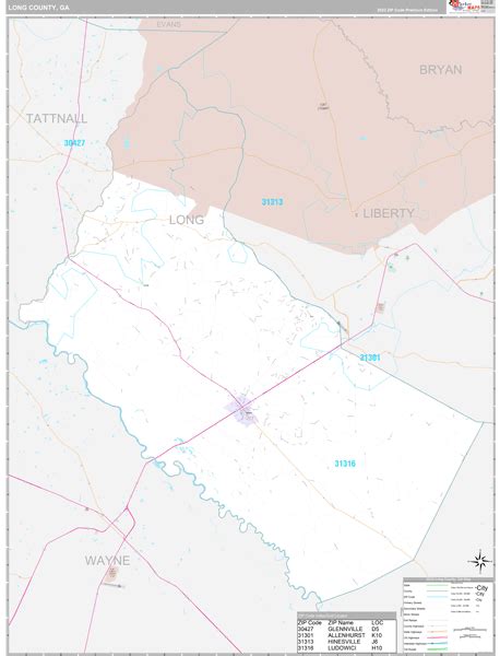 Long County, GA Wall Map Premium Style by MarketMAPS - MapSales