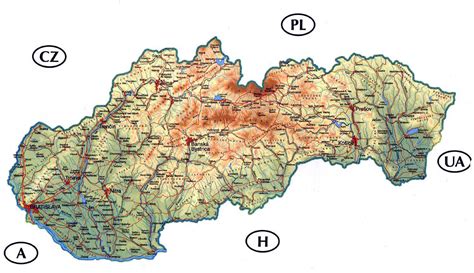 Detailed road and physical map of Slovakia. Slovakia detailed road and physical map | Vidiani ...