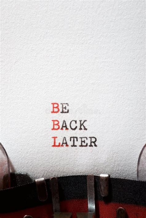 Be back later phrase stock image. Image of information - 206161785