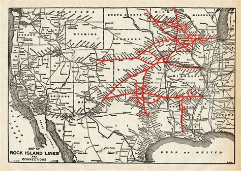 1926 Antique Rock Island Lines Railway Map Vintage Railroad Map 8876 Travel Gallery Wall, Art ...