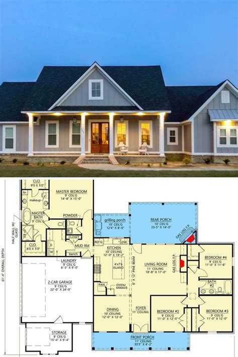 4-Bedroom Single-Story Modern Farmhouse with Bonus Room (Floor Plan ...