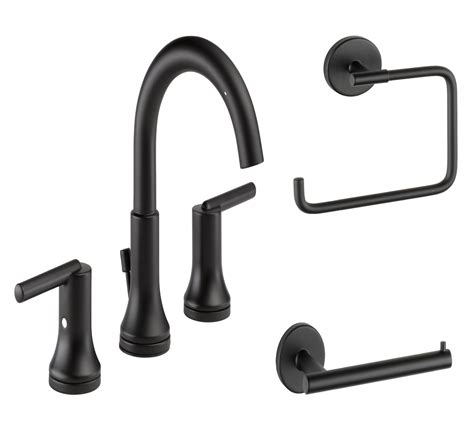 Shop Delta Trinsic Matte Black 3 Piece Bathroom Sink Faucet and ...