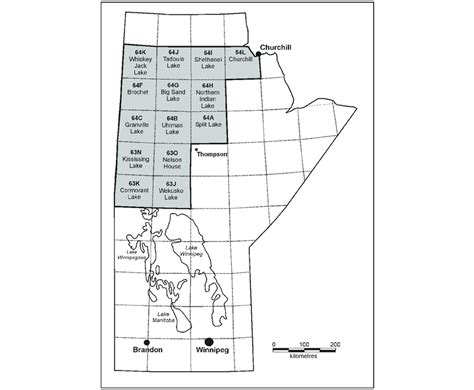 Location map showing the fourteen 1:250 000-scale NTS areas involved in... | Download Scientific ...