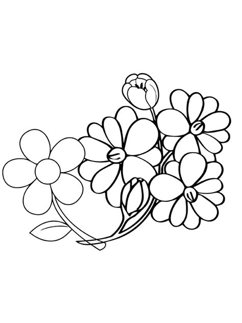 Easy Spring Flowers - Coloring Pages