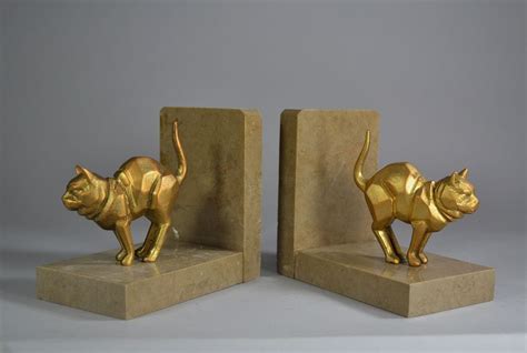 1930.fr Art deco bookends with cats - Art deco sculptures bronze clocks vases