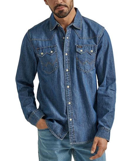 Wrangler® Long Sleeve Denim Western Shirt | Dillard's