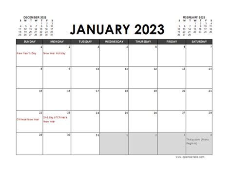 2023 Calendar Planner Malaysia Excel - Free Printable Templates