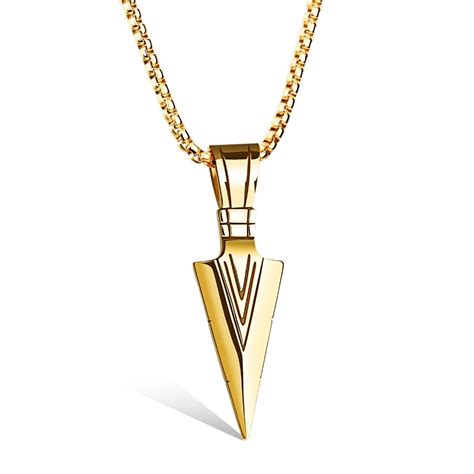 Cool Dormineering Engraved Big V Arrow Necklace Men, Gold Anchor ...