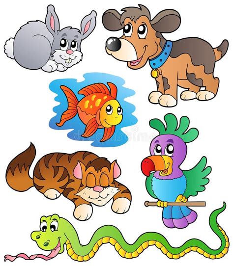 Cartoon pets collection stock vector. Illustration of cute - 9281804