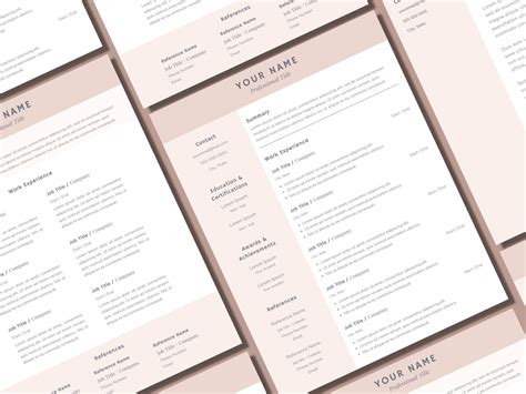 Professional Resume Template Pink Resume Template Cover - Etsy