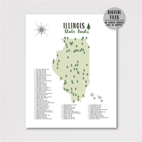 Illinois State Parks Map | Gift For Hiker | Illinois Map – Nomadic Spices