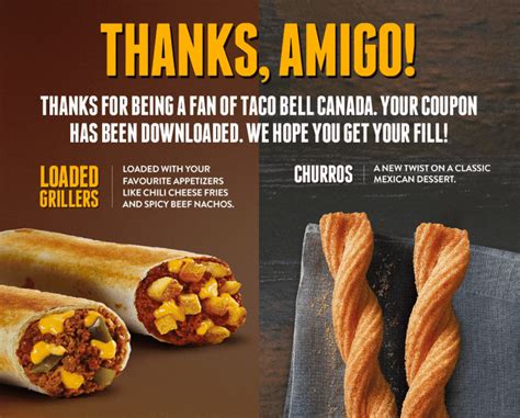 Taco Bell Canada Printable Coupons: FREE Loaded Grillers or Churros with Combo Purchase - Hot ...