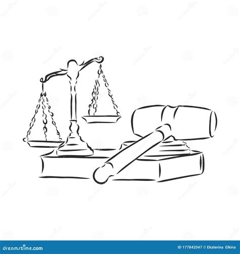 Attributes of the Court, the Judge`s Hammer and Scales of Themis ...