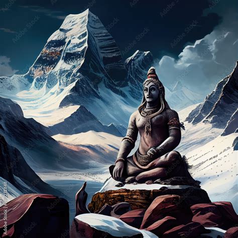 Lord shiva meditating in mount Kailash,generative AI Stock Illustration ...