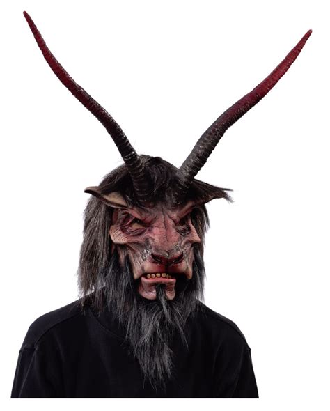 Horned Krampus Mask With Artificial Fur As fabulous | horror-shop.com