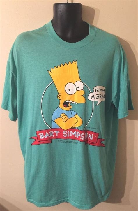 Vintage SSI 1990 Bart Simpson Gimmie A Break Teal Mens Graphic Shirt XL X-Large | Mens modern ...