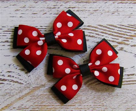 Minnie Mouse Bow Red Polka Dot Bow Red & Black Bow Small | Etsy