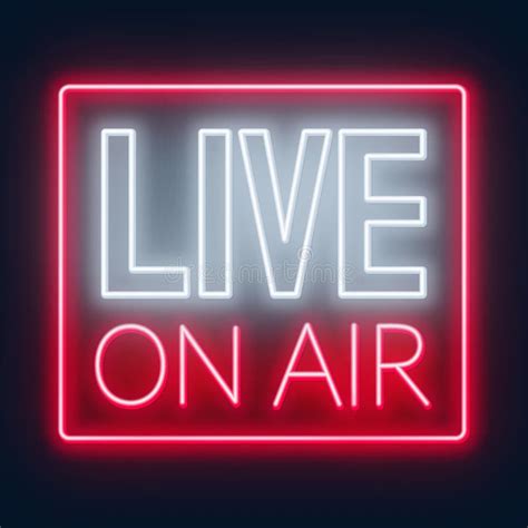 Live on Air Neon Glowing Sign on a Dark Background Stock Illustration ...