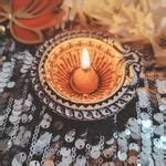 Buy House of Festivals Diya - Clay/Terracotta, Antique/Classic Look, Round, Bronze & Silver ...