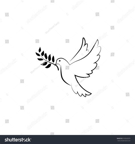 White Pigeon Flying Peace Symbol Stock Vector 318320375 : Shutterstock