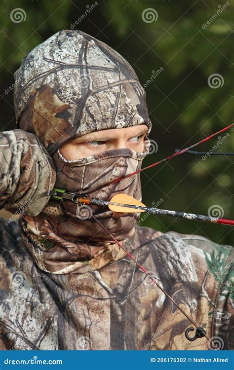 Close-up Bow Hunter Wearing Camouflage Stock Photo - Image of adult ...