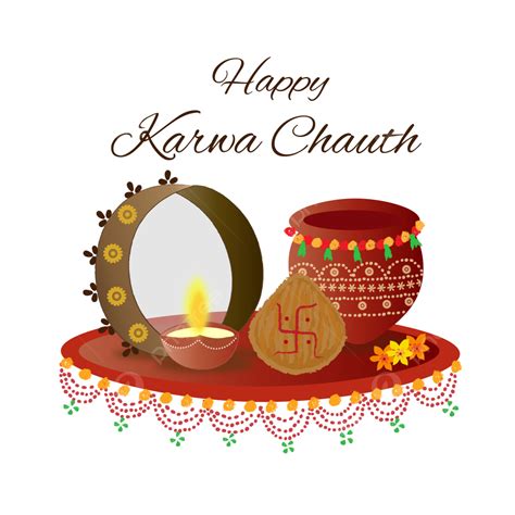 Felice Karwa Chauth Testo Karva Augura Pooja Thali Festival Delle Donne Tradizionali, Karwa ...