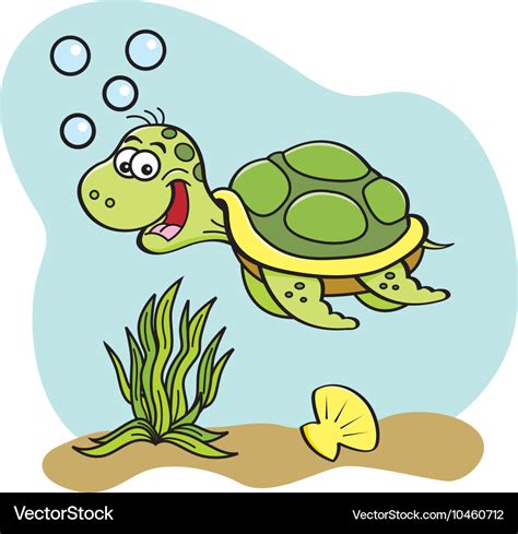 Cartoon sea turtle swimming underwater Royalty Free Vector