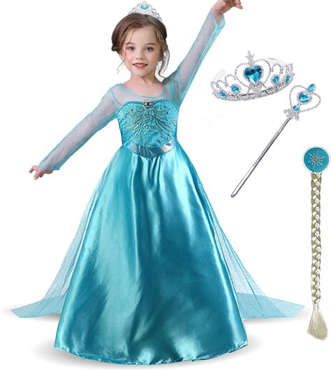 Details about Girls Kids Elsa Cosplay Dress Snow Queen Princess Dress Fancy Party Costumes ...