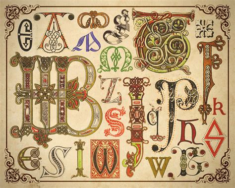 Medieval Initials Illuminated Manuscript Letters - Etsy Australia