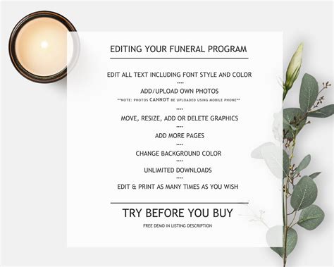 Funeral Program Template Purple Flowers Funeral Printable - Etsy