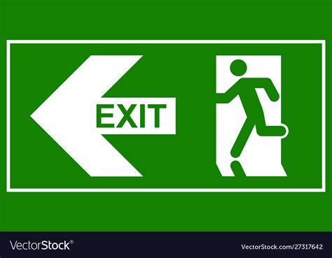 Emergency exit sign man running out fire Vector Image