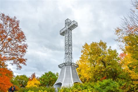 Mont Royal Cross in Montreal Stock Photo - Image of leaves, canada ...