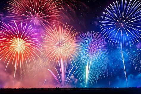 Premium AI Image | Colorful Display of Fireworks New Year Celebration