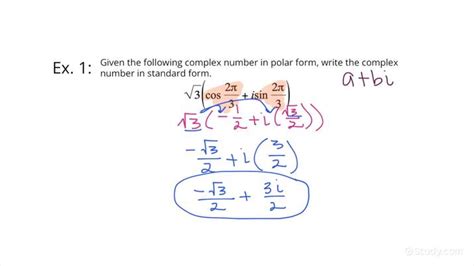 How to Convert Complex Numbers from Polar to Rectangular Form | Precalculus | Study.com