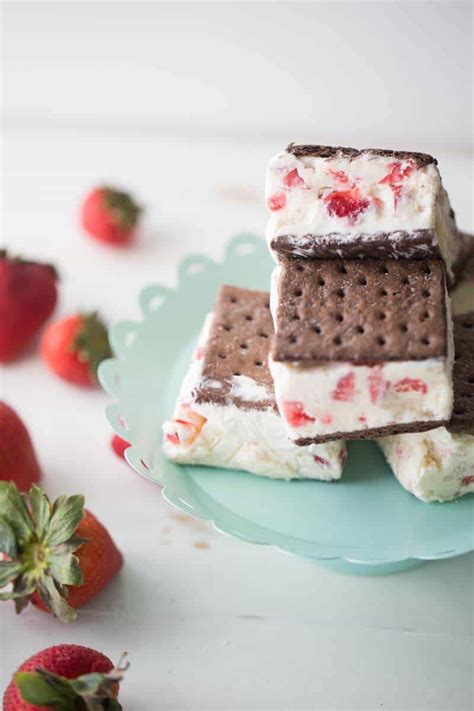 Strawberries and Cream Ice Cream Sandwiches - LemonsforLulu.com