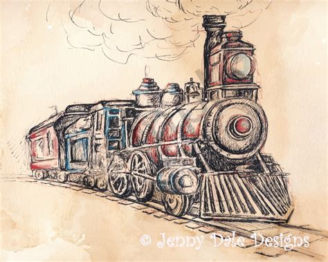 Vintage Train Drawing at PaintingValley.com | Explore collection of Vintage Train Drawing