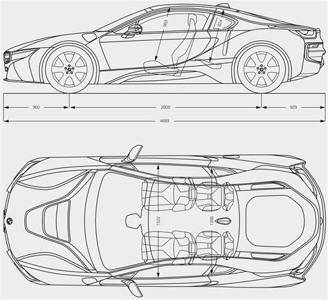 BMW i8 Blueprint - Download free blueprint for 3D modeling