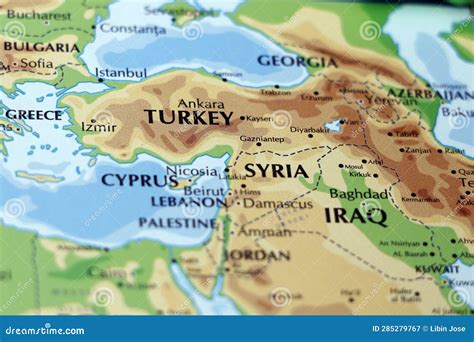 World Map of South West Asia Countries with Close Up Focus in Turkey, Syria and Iraq Stock Image ...