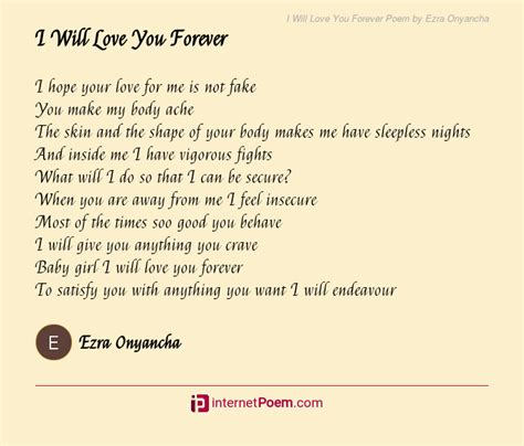 I Will Love You Forever Poem by Ezra Onyancha