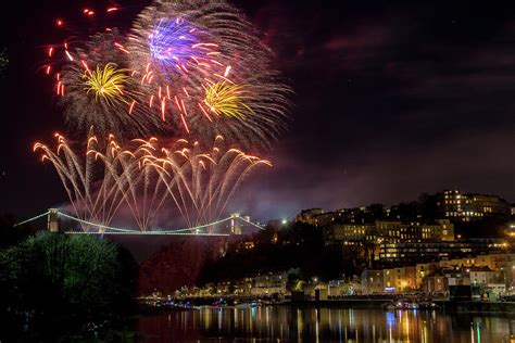 Suspension Bridge Fireworks Photograph by Paul Hennell