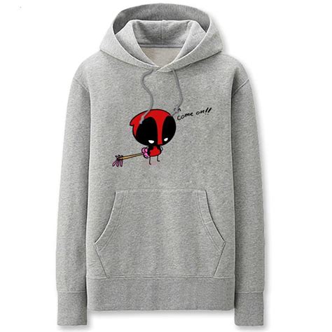 Deadpool Hoodies - Solid Color Super Hero Deadpool Cartoon Style Cute ...