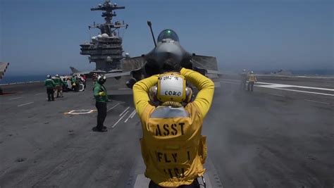 Flight Operations Aboard Aircraft Carrier Uss | Editorial Video ...