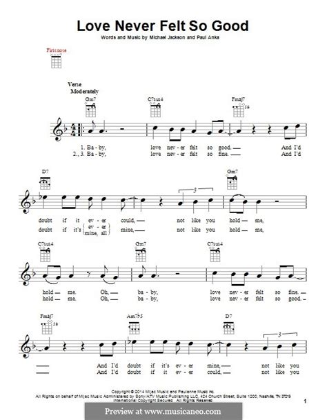 Love Never Felt So Good by M. Jackson, P. Anka - sheet music on MusicaNeo