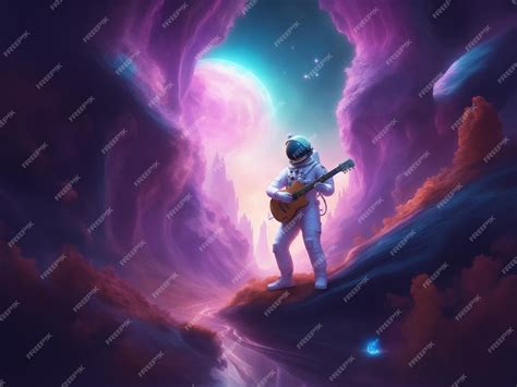 Premium AI Image | Astronaut playing guitar