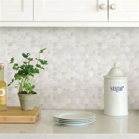 InHome 19-in W x 20-in H Self-adhesive White Geometric Wall Decal Lowes.com | Tile backsplash ...