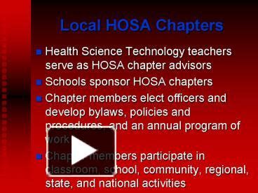 PPT – Local HOSA Chapters PowerPoint presentation | free to view - id: 8bd4-NzBjM