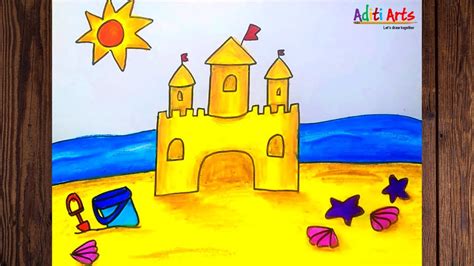 Sandcastle Drawing For Kids